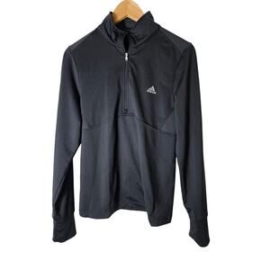 ADIDAS Black Half Zip Active Sporty Track Workout Pullover Jacket SZ L